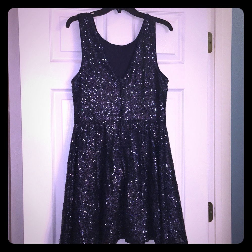Navy blue sequence party dress